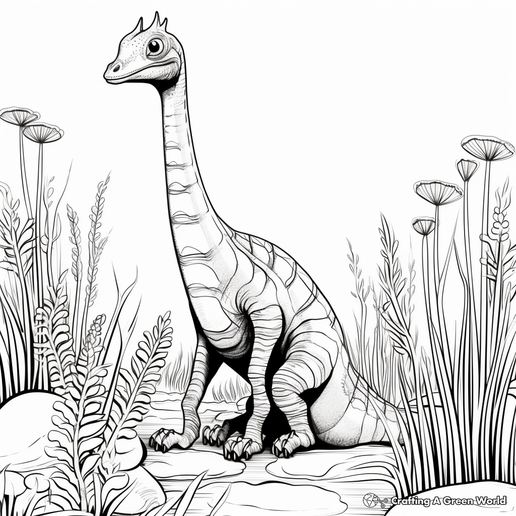 A Day in the Life of a Corythosaurus Coloring Pages 1
