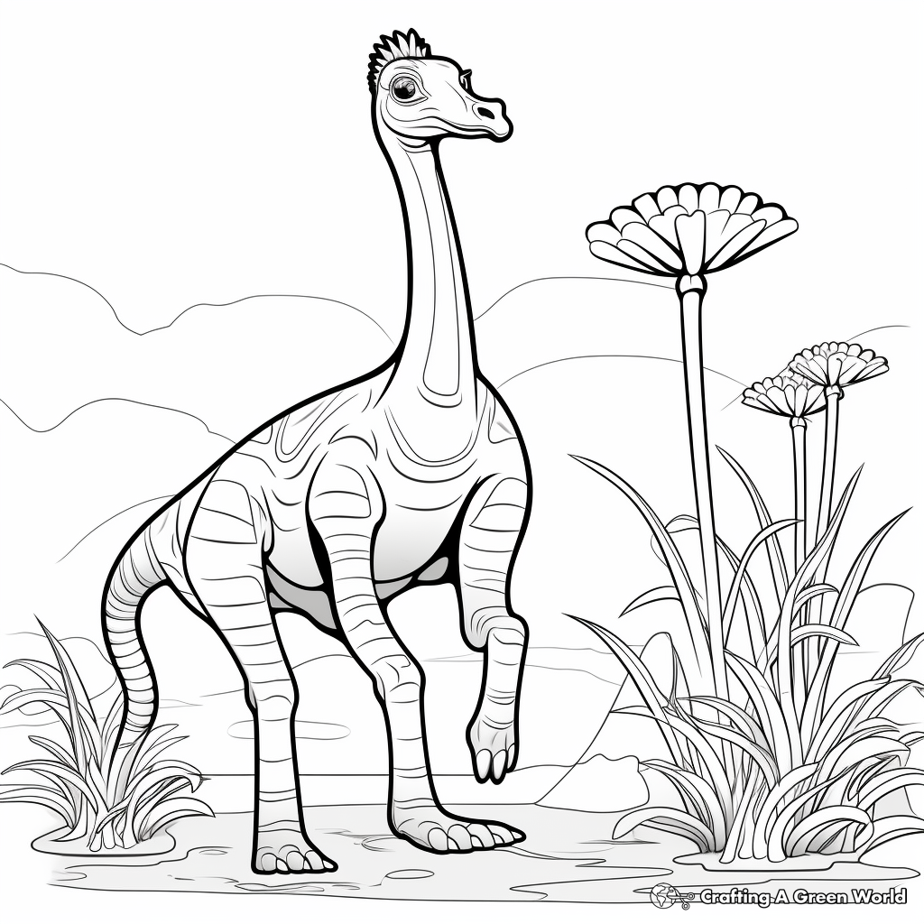 A Day in the Life of a Corythosaurus Coloring Pages 3