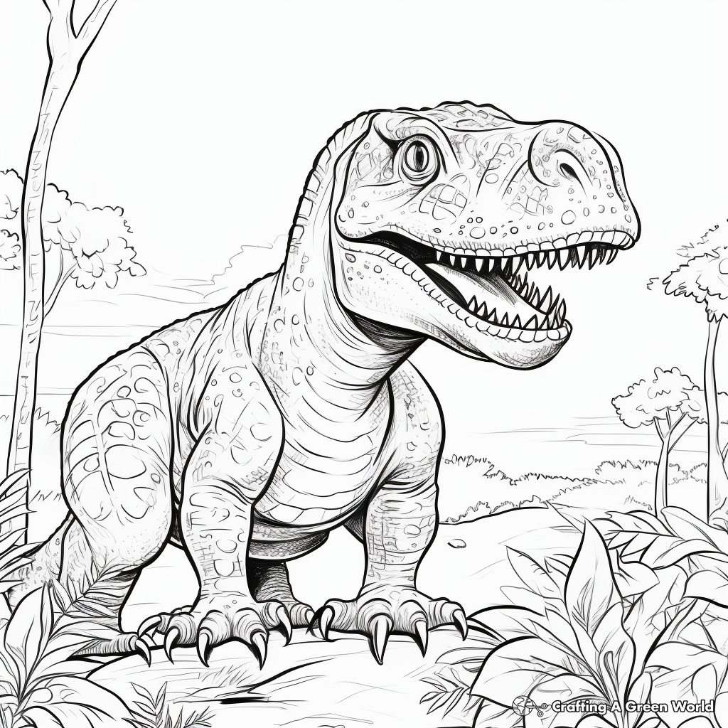 A Day in the Life of a Giganotosaurus Coloring Pages 2