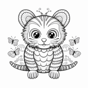 A Detailed Ornamental Cat Bee Coloring Pages 1