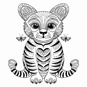 A Detailed Ornamental Cat Bee Coloring Pages 2
