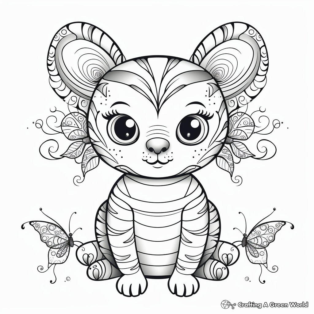 A Detailed Ornamental Cat Bee Coloring Pages 3