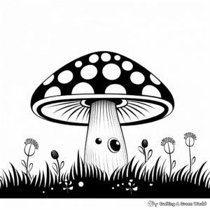 A Field of Mushrooms Coloring Page 1