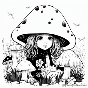 A Field of Mushrooms Coloring Page 2