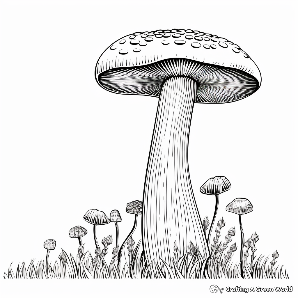 A Field of Mushrooms Coloring Page 3