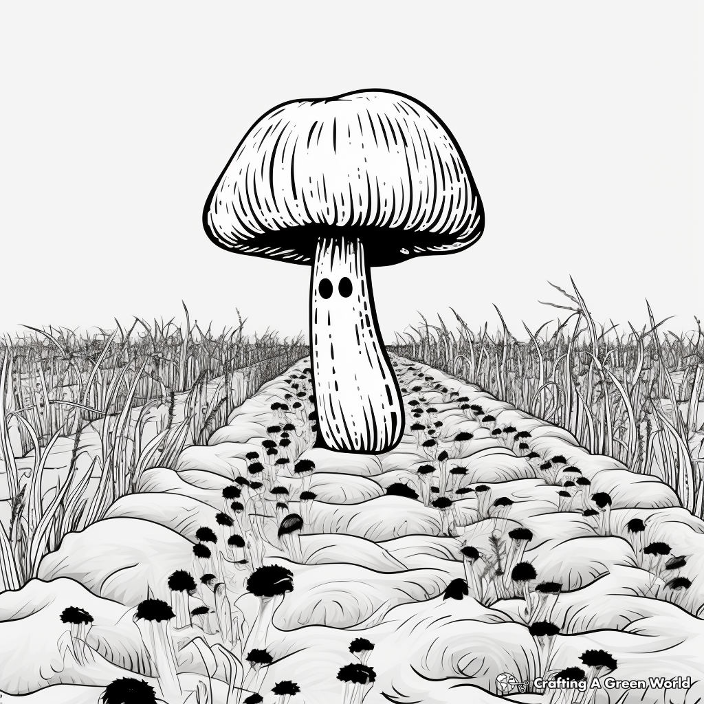 A Field of Mushrooms Coloring Page 4