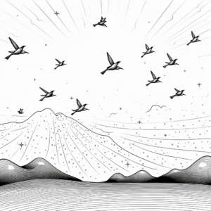 A Flock of Starlings in the Sky Coloring Pages 2