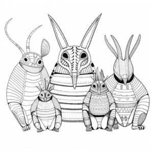 A Group of Armadillos: Family Unit Coloring Pages 4