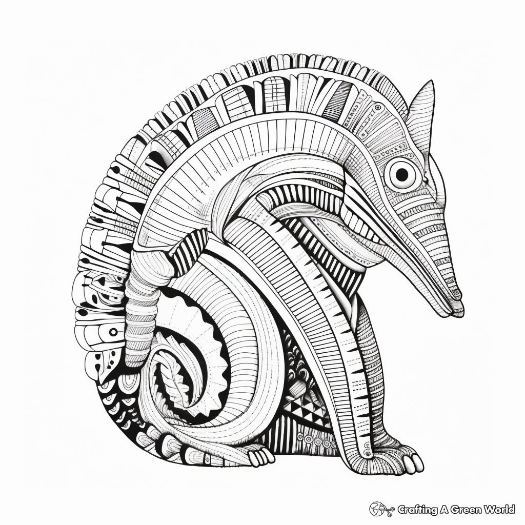 A' is for Armadillo: Detailed Coloring Pages 1