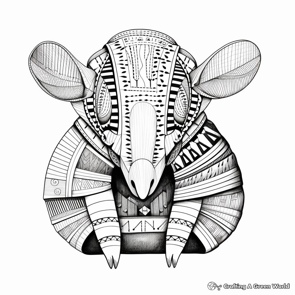 A' is for Armadillo: Detailed Coloring Pages 4