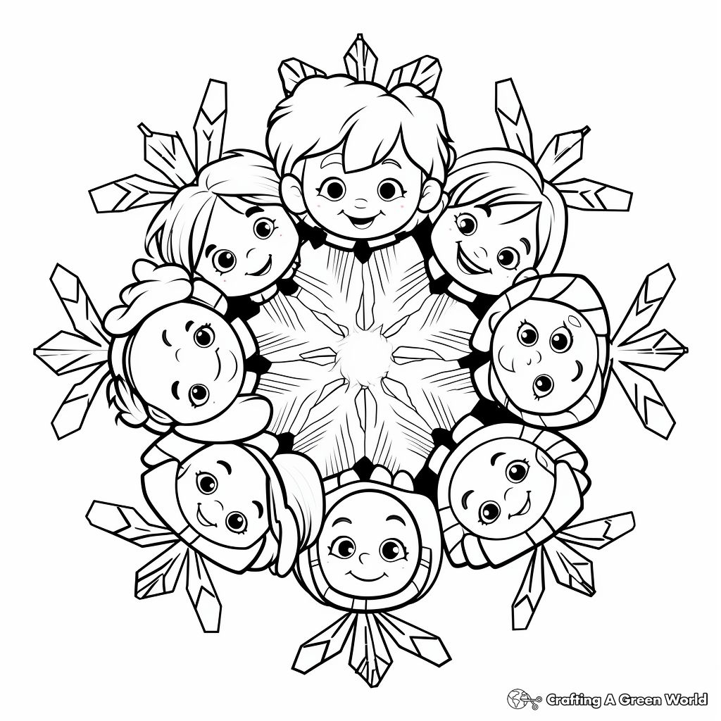 A Medley of Snowflakes Coloring Pages for Children 1