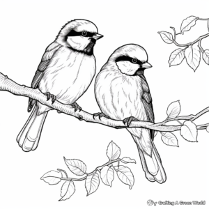 A Pair of Lovely Chickadee Coloring Pages 1
