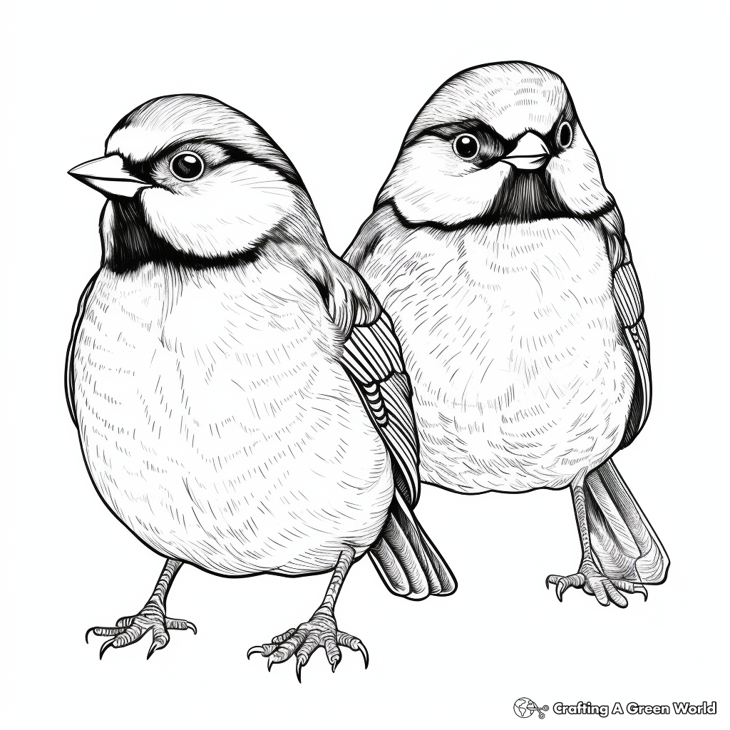 A Pair of Lovely Chickadee Coloring Pages 3