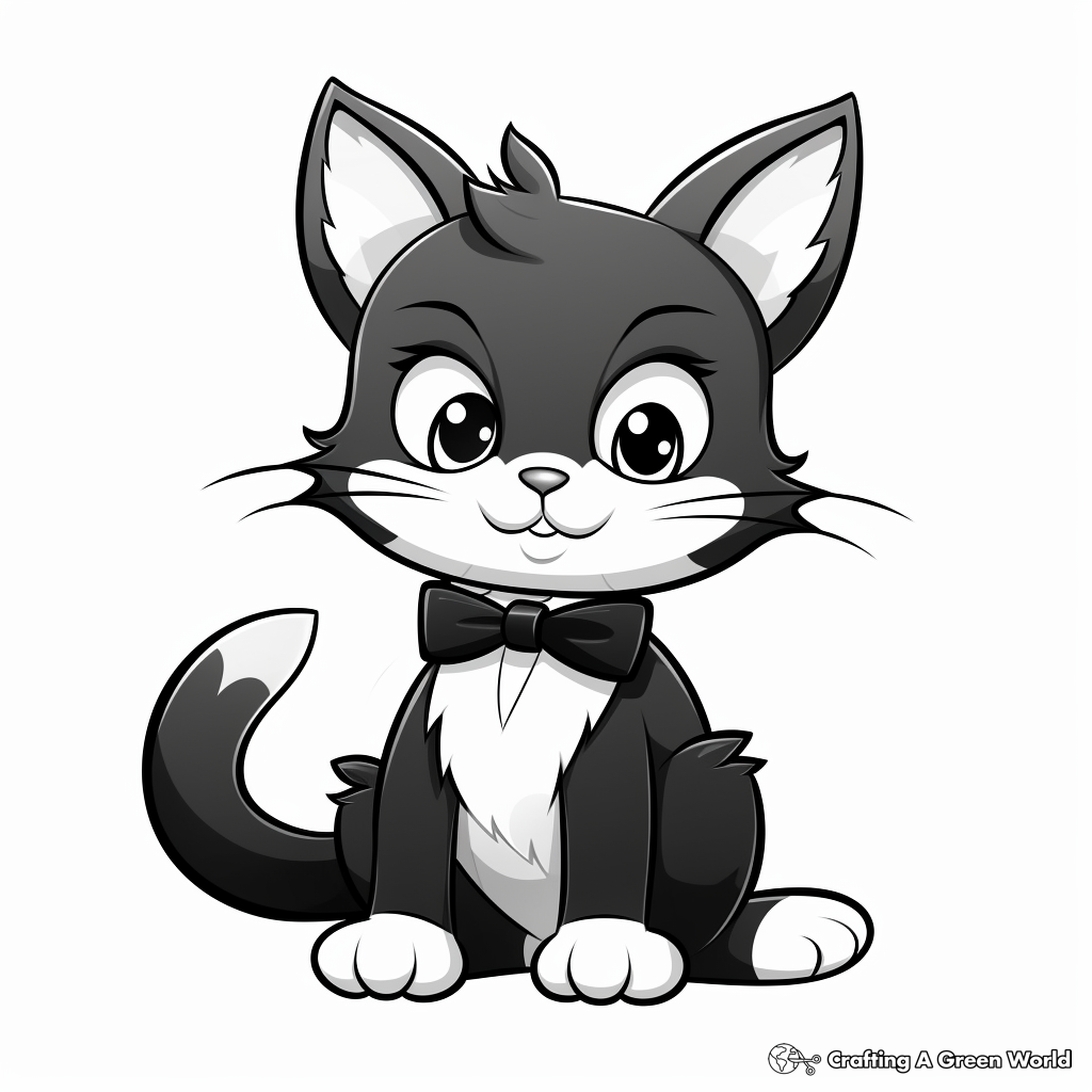 A Series of Tuxedo Cat Kitty Coloring Pages 1