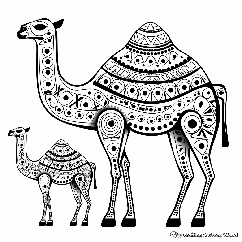 Aboriginal Camel Art-Inspired Coloring Pages 2