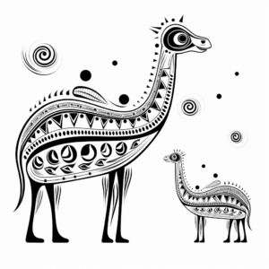 Aboriginal Camel Art-Inspired Coloring Pages 3