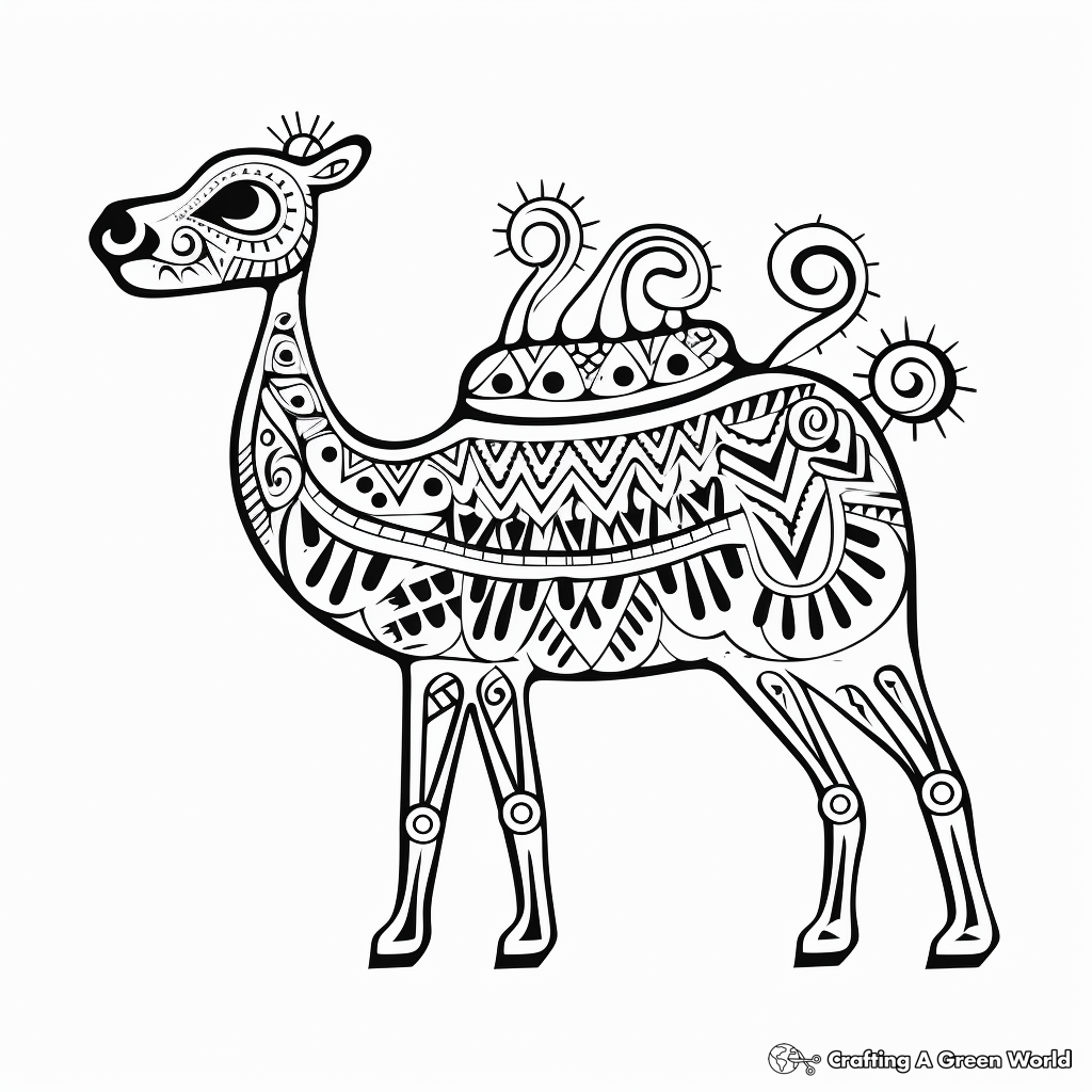 Aboriginal Camel Art-Inspired Coloring Pages 4