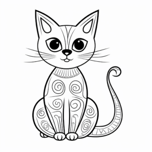 Abstract Abyssinian Cat Coloring Pages 1