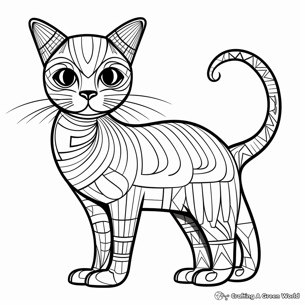 Abstract Abyssinian Cat Coloring Pages 2
