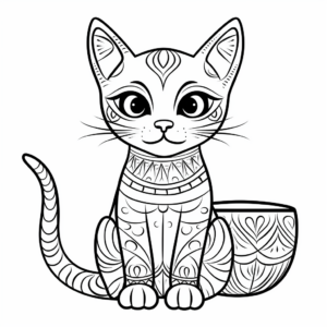 Abstract Abyssinian Cat Coloring Pages 3