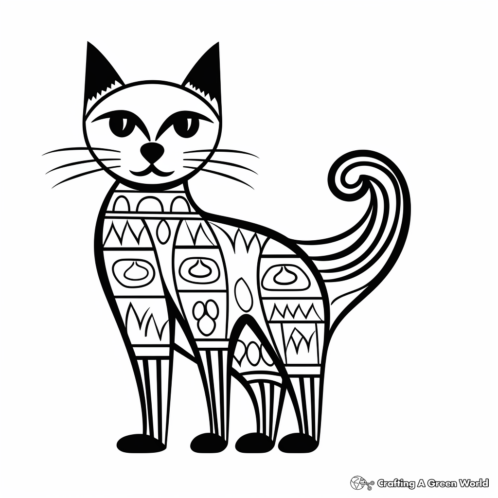 Abstract Abyssinian Cat Coloring Pages 4