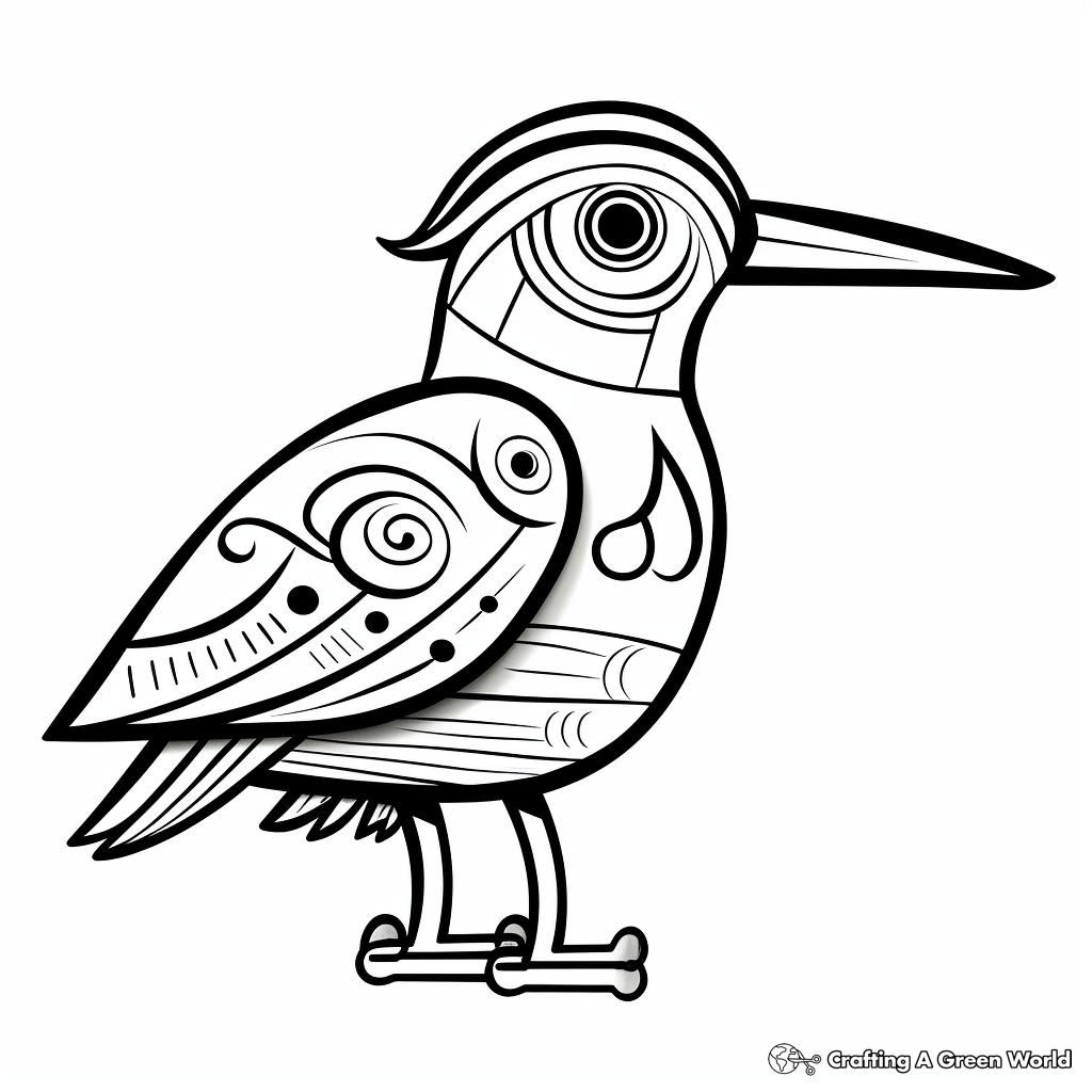 Abstract Art Kingfisher Coloring Pages 4