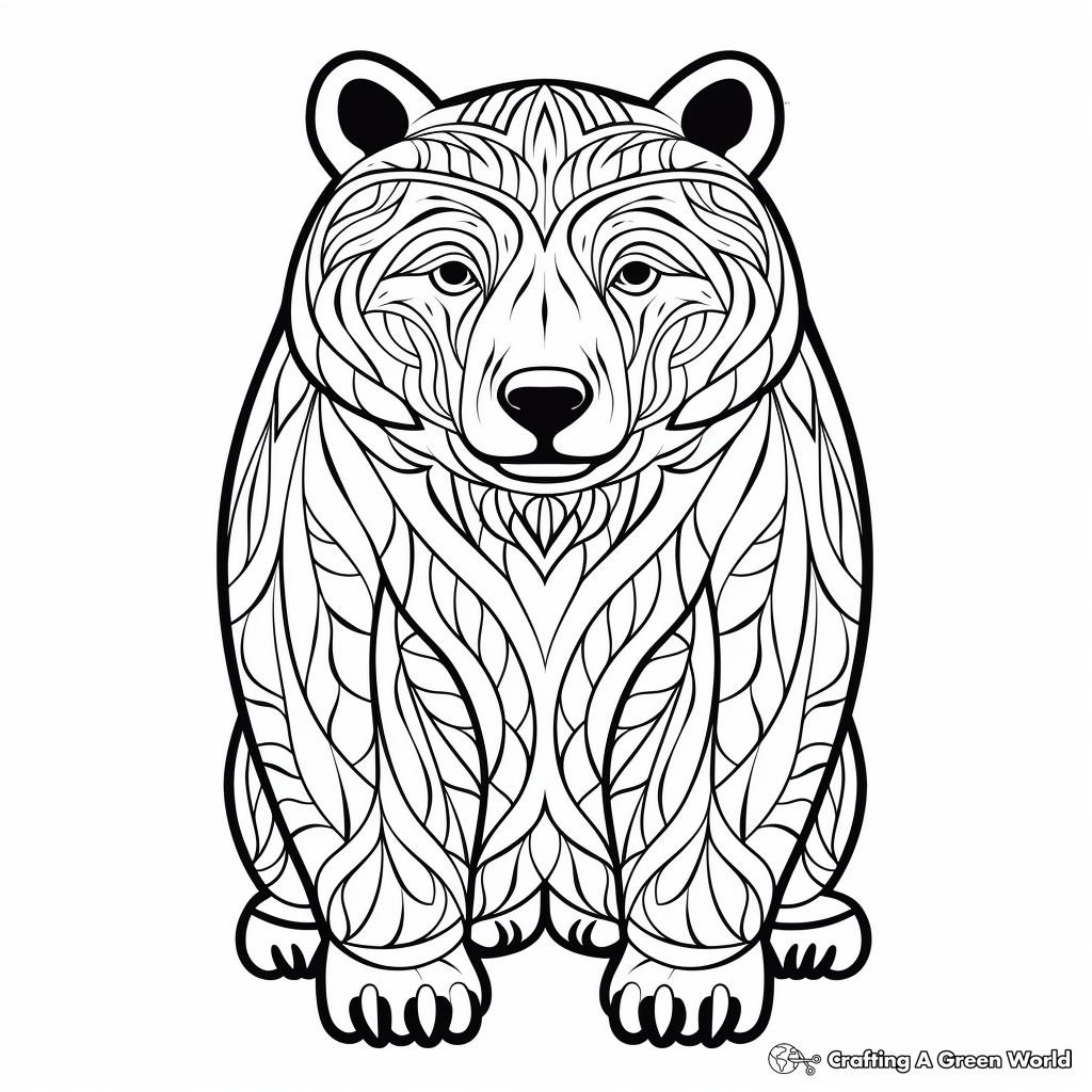 Abstract Art of Black Bear Coloring Pages for Artists 2