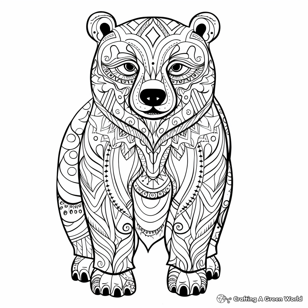 Abstract Art of Black Bear Coloring Pages for Artists 4