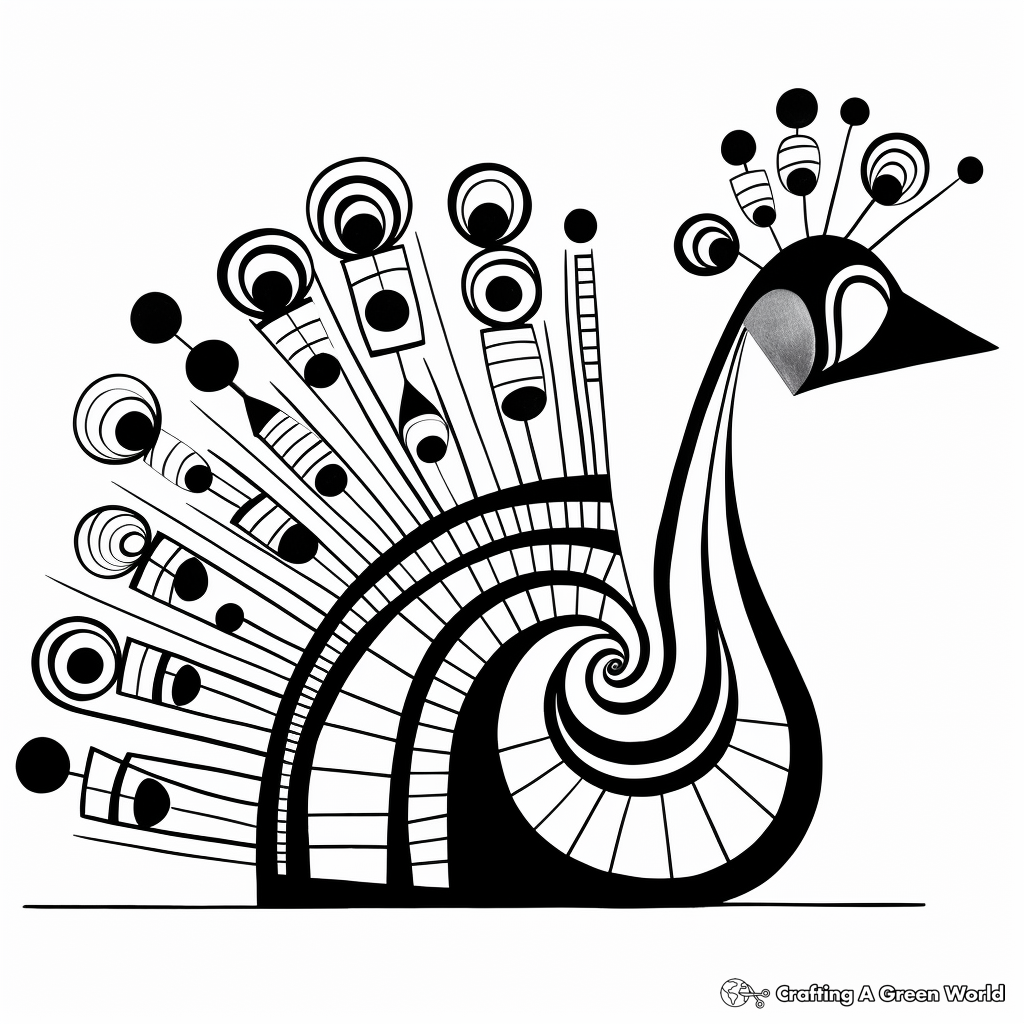 Abstract Art Peacock Coloring Pages for Adults 1