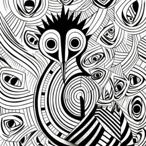 Abstract Art Peacock Coloring Pages for Adults 2