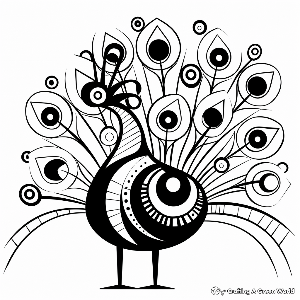 Abstract Art Peacock Coloring Pages for Adults 4