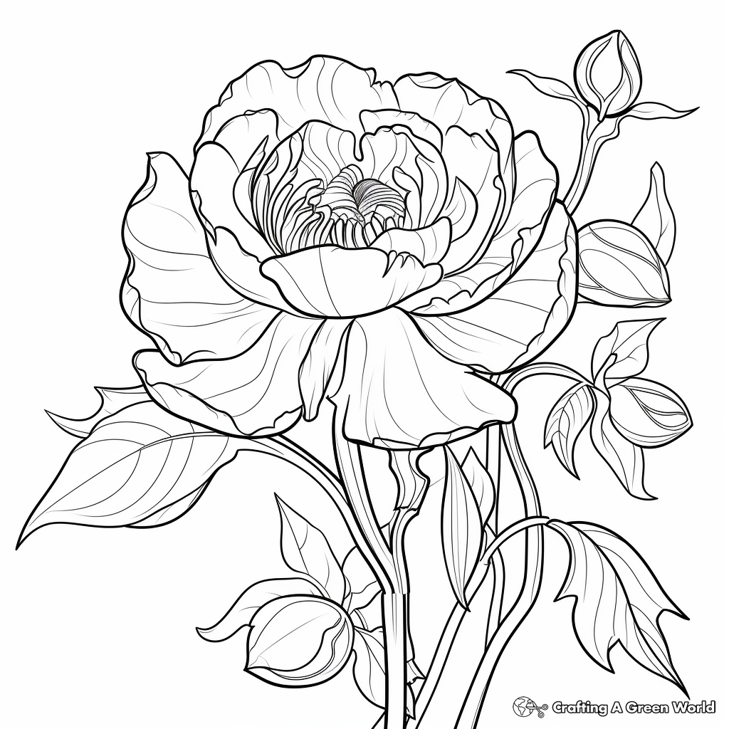 Abstract Art Peony Coloring Pages 2