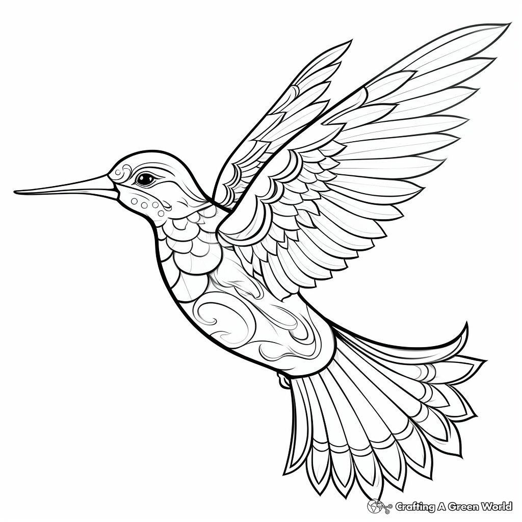Abstract Art Ruby Throated Hummingbird Coloring Sheets 3