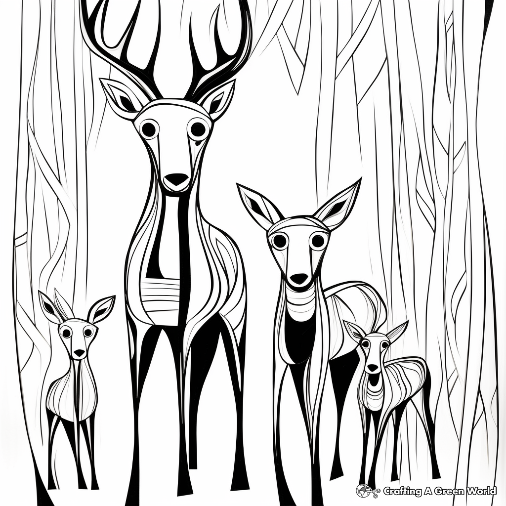 Abstract Art Style Browning Buck Coloring Pages 1