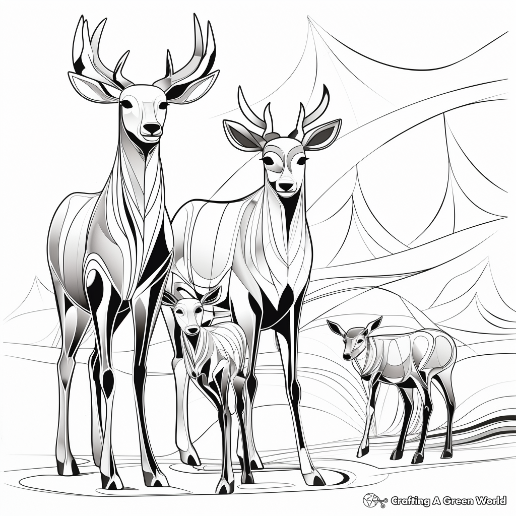 Abstract Art Style Browning Buck Coloring Pages 2