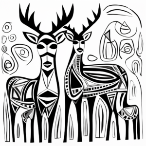 Abstract Art Style Browning Buck Coloring Pages 3