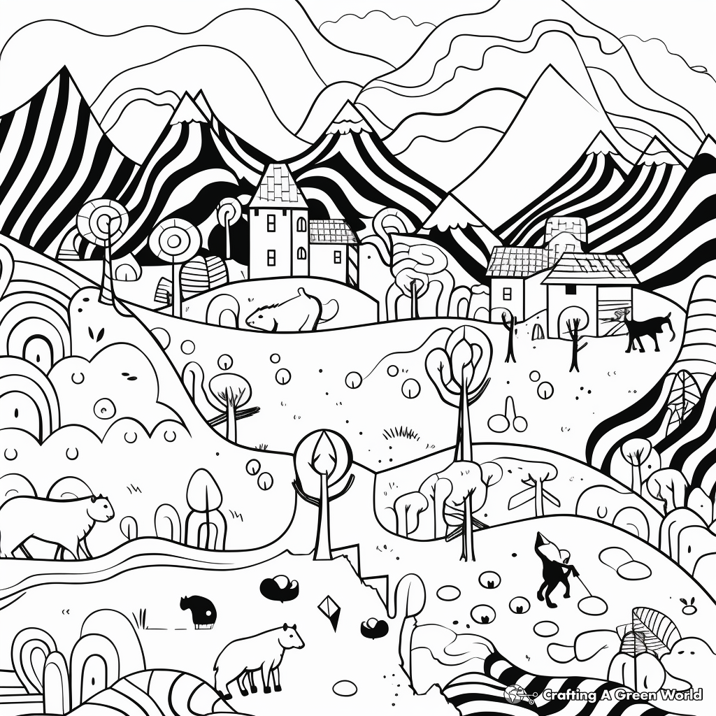 Abstract Artistic Bear Hunt Coloring Pages 1