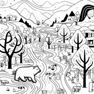 Abstract Artistic Bear Hunt Coloring Pages 3