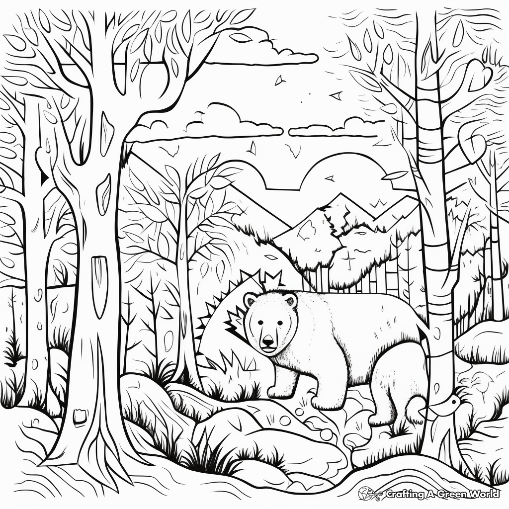 Abstract Artistic Bear Hunt Coloring Pages 4