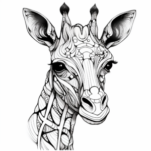 Abstract Artistic Giraffe Coloring Pages for Adult 1