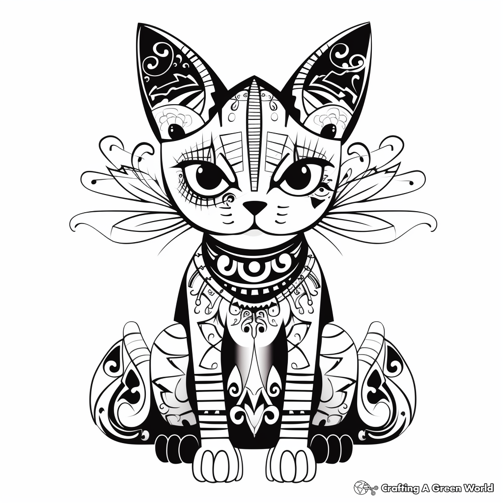 Abstract Artistic Sphynx Cat Coloring Pages 1