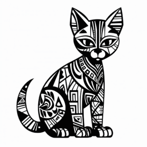 Abstract Artistic Sphynx Cat Coloring Pages 2