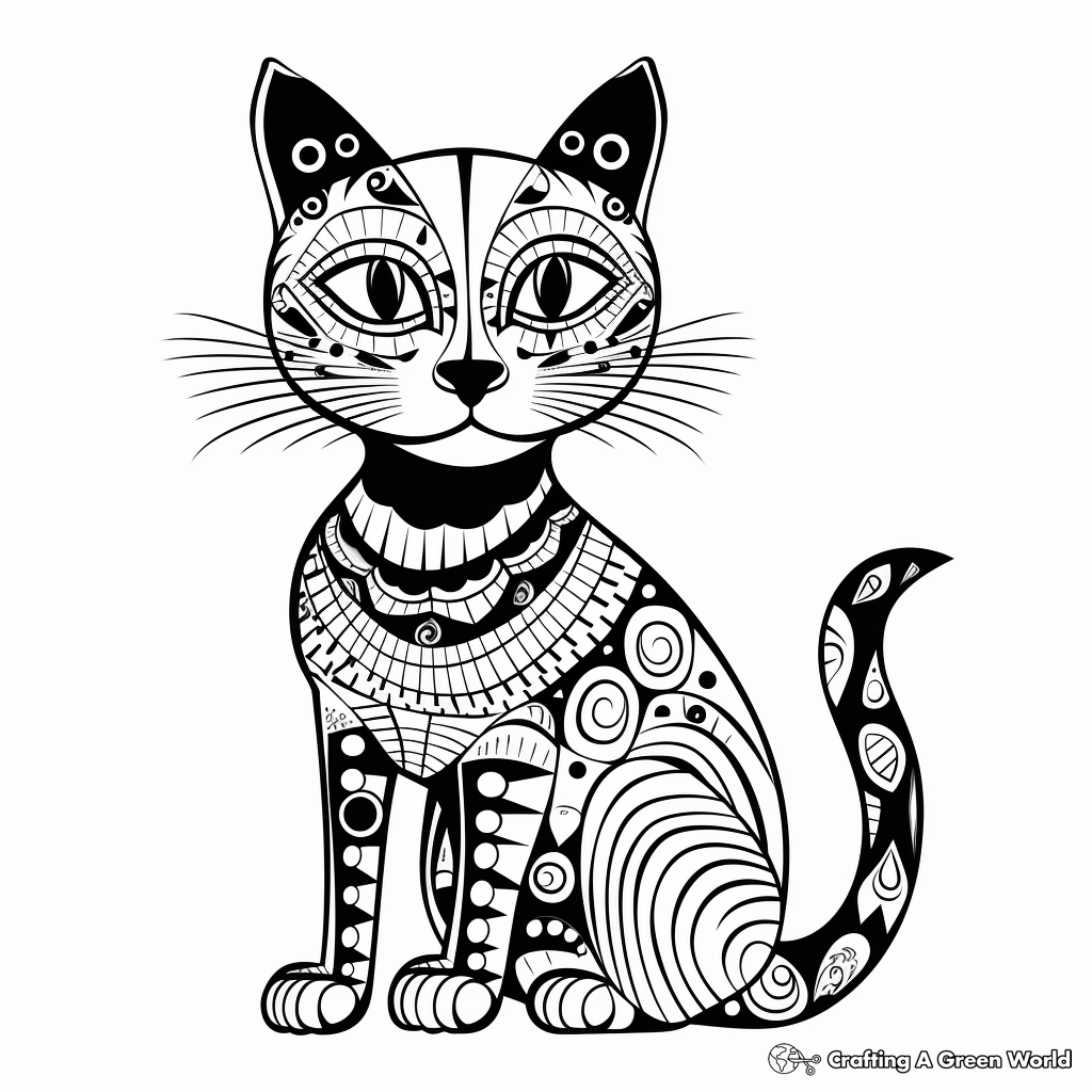 Abstract Artistic Sphynx Cat Coloring Pages 3