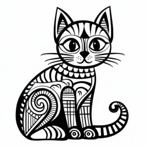 Abstract Artistic Sphynx Cat Coloring Pages 4