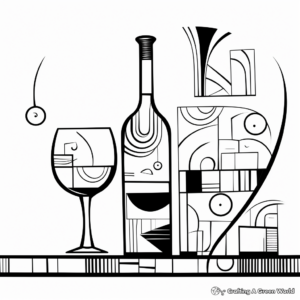 Abstract Artistic Wine Bottle & Glass Coloring Pages 1