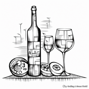 Abstract Artistic Wine Bottle & Glass Coloring Pages 3
