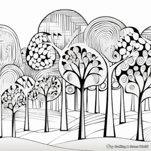 Abstract Autumn Trees Adult Coloring Pages 3