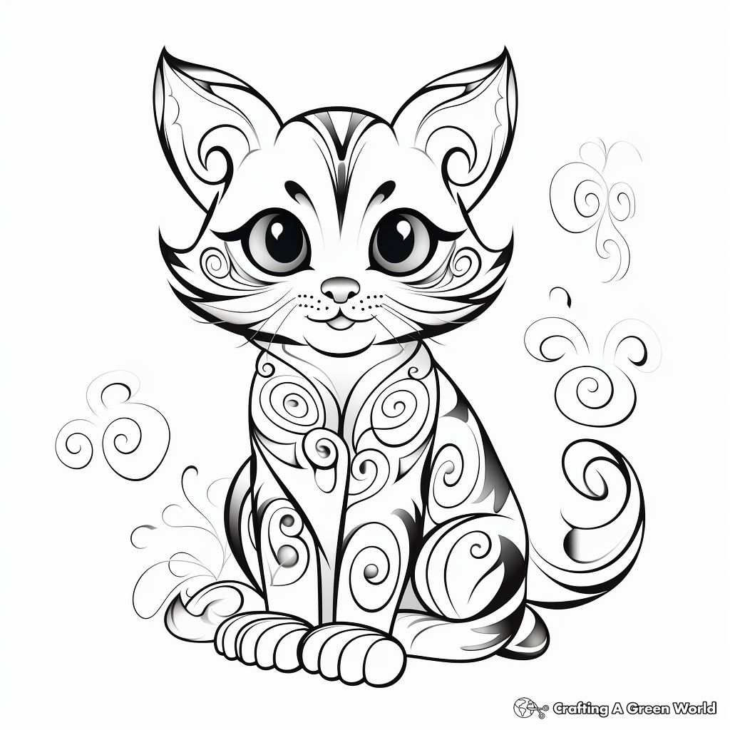 Abstract Bengal Cat Designs for Coloring Pages 3