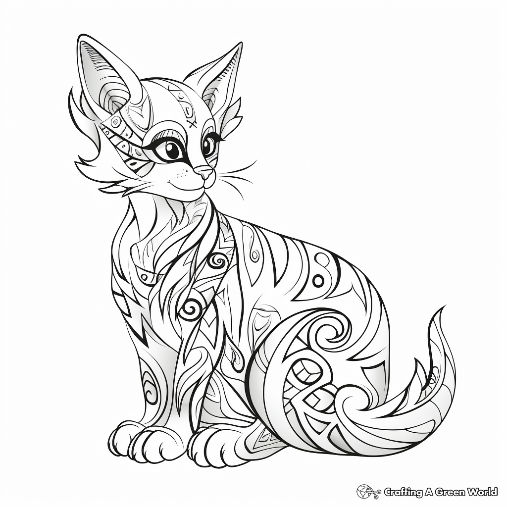 Abstract Bengal Cat Designs for Coloring Pages 4