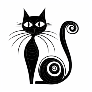 Abstract Black Cat Coloring Pages for Artists 2